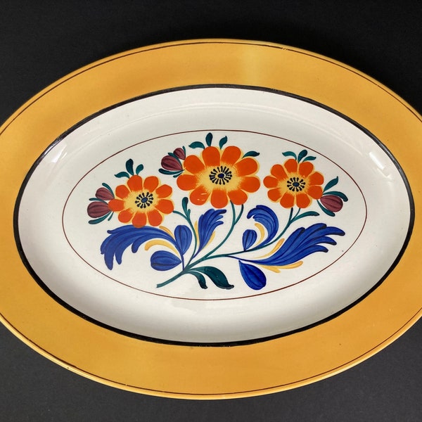Antique Villeroy and Boch Oval Platter, Sunbeam Pattern # 7041, Made in Dresden, Saxony, Germany | 1900s