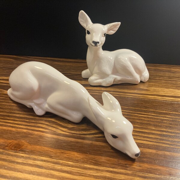 White Ceramic Deer Etsy