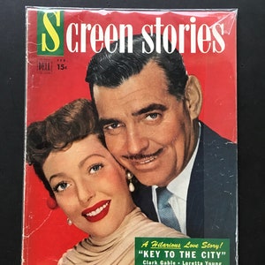 Vintage &quot;Screen Stories&quot; Magazine featuring Clark Gable and Loretta Young. February 1950. #1737