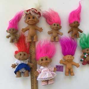 Assorted group of 8 Troll Dolls in various sizes and from various manufacturers. #2451