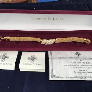 Cameron & Kross JBK Jackie Kennedy Gold Tone Rhinestone Mesh Bracelet
