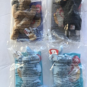 Lot of 4 McDonalds 1998 Happy Meal TY Beanies. Zip, Bones and 2 Peanuts. #1487