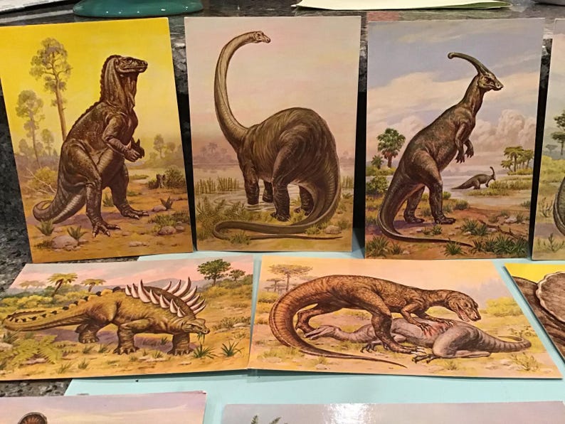 Rex Postcards Vintage (1985) Set of 10 Assorted Dinosaur Postcards by Matthew ...