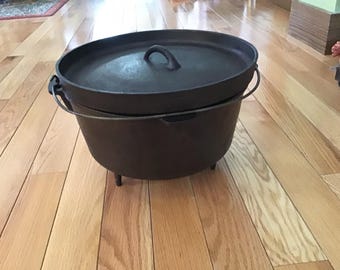 Antique Cast Iron 3-legged Dutch Oven with Lid and Bail Handle. #3221