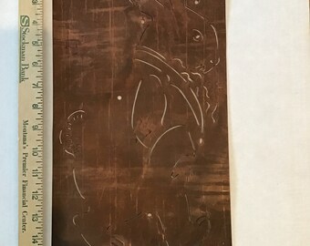 Vintage copper metal rabbit stencil. Spectacular wall art piece. #1220