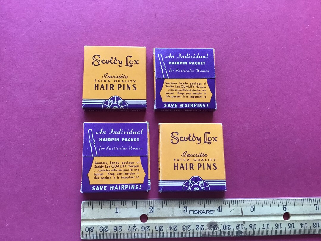 WWII Unopened Sealed Antique Box of Scoldy Lox Invisible Extra Quality Hair Pins Vintage Scoldy Lox Invisible Extra Quality Hair Pins Black  main image 4
