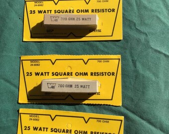 Square OHM Resistor-24-6082. 25 Watt, lot of 3 factory sealed. 700 OHM. #2918