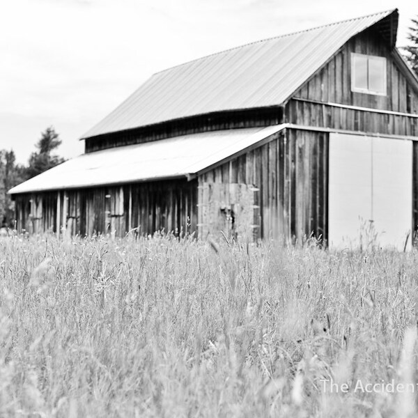 Black and White Old Barn Image  - Digital Photography Instant Download