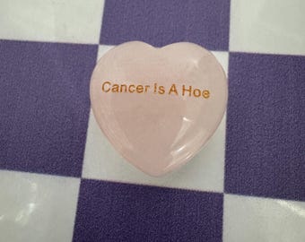 Pocket Sized Cancer is A Hoe Rose Quartz Heart Shaped Stone- Healing Gift- Recovery- cancer- get well soon