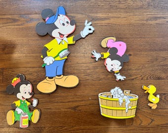 Vintage Disney Mickey Mouse and nephew bath Pin-Ups Wall Decorations