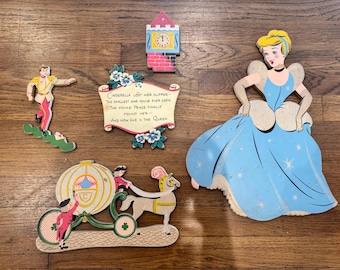 Vintage 1951 Cinderella Disney Fairytale "Pin-Ups" Wall Decorations