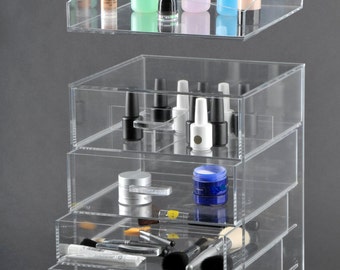 Luxury Beauty Box 5 removable drawers 2 pairs dividers included museum quality organizer (A5R)