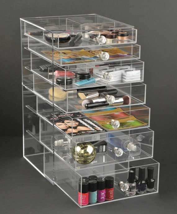 Acrylic Makeup Organizer with 7 Drawers & 16 Slots Jewelry Cosmetics Storage  Box 