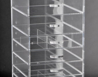 Makeup organizer with 7 removable drawers, includes 2 paris of dividers (A7R)