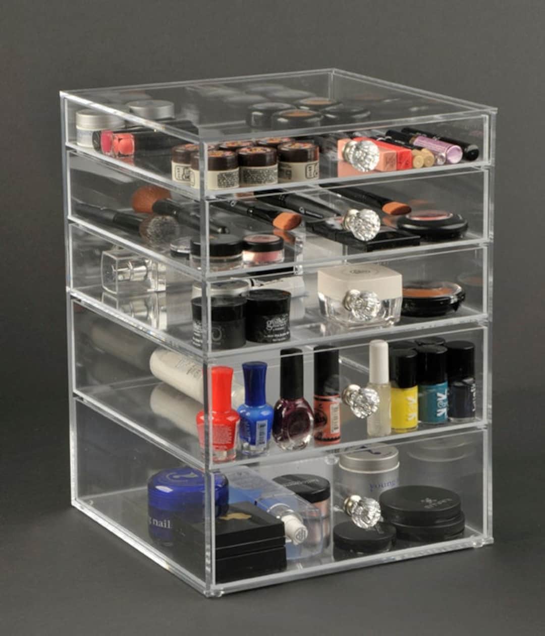 Crystal Storage Box Makeup Organizer Nail Brush Holder - SILVER -  Aesthetics of Beauty