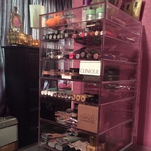 Clear Acrylic Cosmetic Cube Makeup Organizer With 7-Drawers A7R