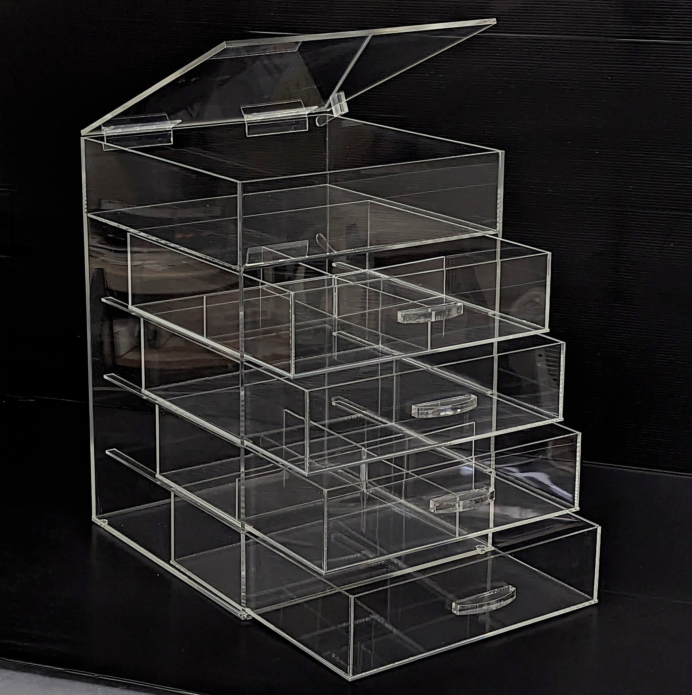 Glamourebox 5 Drawer Cosmetic Cube Organizer Storage Case With
