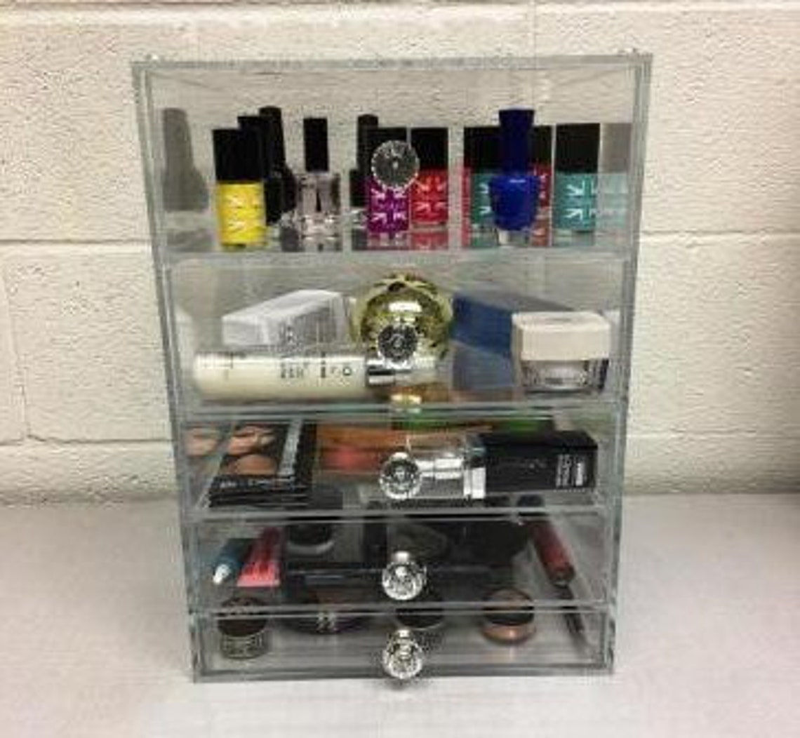 Glamourebox Clear Acrylic Cosmetic Cube Makeup Organizer Case Etsy