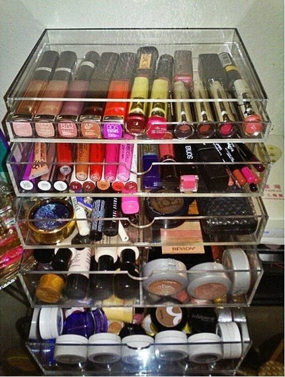 Clear Acrylic Glamourebox Makeup Organizer With 5 Drawers A5m Etsy