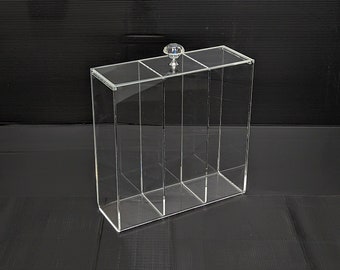 GlamoureBox Makeup Brush Holder Organizer Storage Case 3 Compartment Clear Acrylic A3