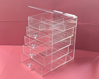 Acrylic Clear Makeup Storage Cube Organizer Cosmetic Case With 4 Drawers A4L by GlamoureBox