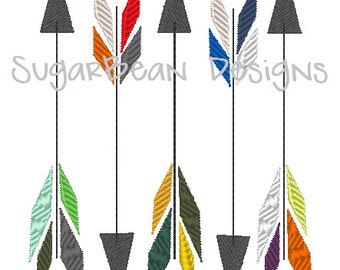 Arrows Embroidery Design. Two Sizes Included. Feathered Arrows Machine Embroidery Design.