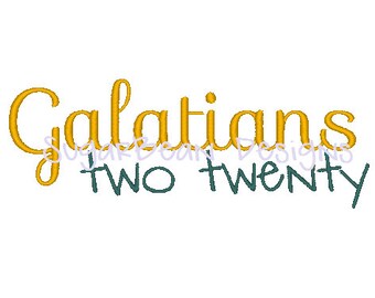 Galatians 2:20 Embroidery Design. Two Sizes Included. Bible Verse Machine Embroidery Design.