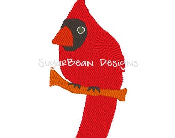 Cardinal Embroidery Design. Red Bird Machine Embroidery Design. 4x4 hoop size