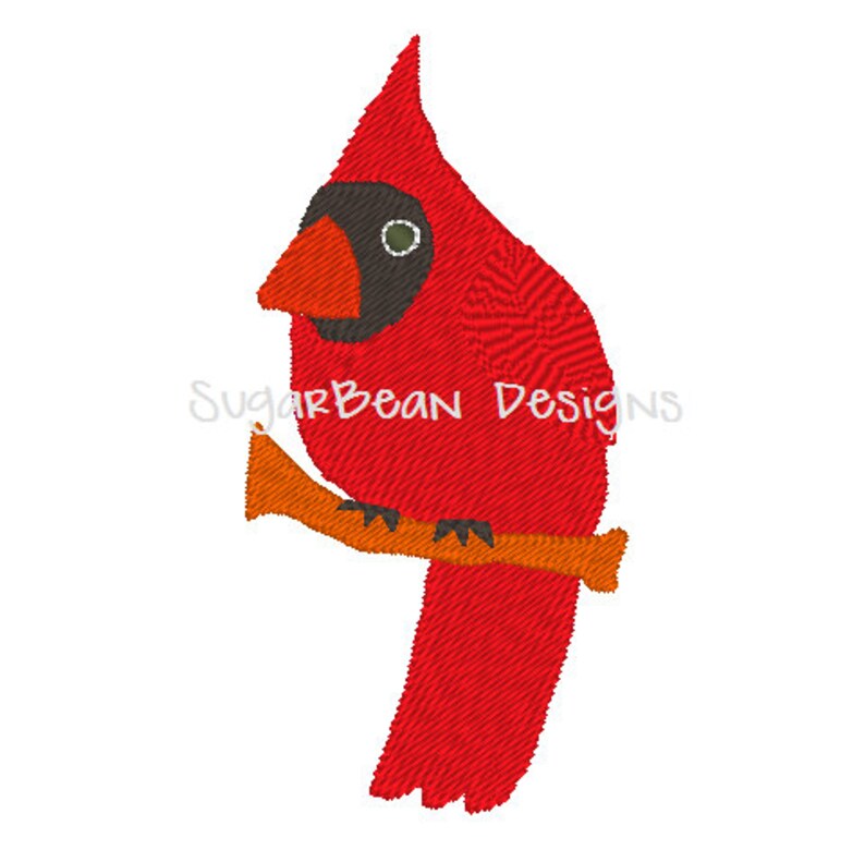 Cardinal Embroidery Design. Red Bird Machine Embroidery Design. 4x4 Hoop Size Etsy