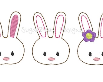 Bunny Face Felties Embroidery Design. Easter Embellishments Machine Embroidery Design. 4x4 Hoop