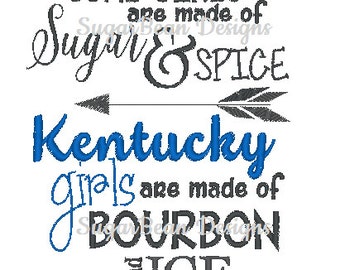 Bourbon and Ice Embroidery Design. Two Sizes Included. Kentucky Girls Embroidery Design.