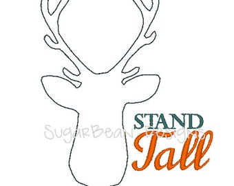 Stand Tall Deer Embroidery Design. Redwork Deer. Three Sizes Included. Machine Embroidery Design.