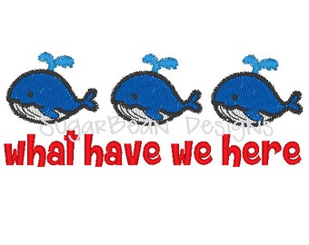 Whales Embroidery Design. Two Sizes Included. Whale What Have We Here Machine Embroidery Design.