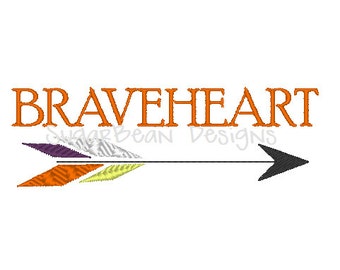 Braveheart Embroidery Design. Two Sizes Included. Arrow Machine Embroidery Design.