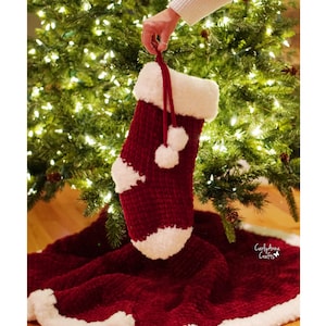 Crochet Stocking PATTERN  // Winter Decor // Christmas Decorations // Crochet Christmas Stocking // Red Fur Stocking // CarlyAnnaCrafts