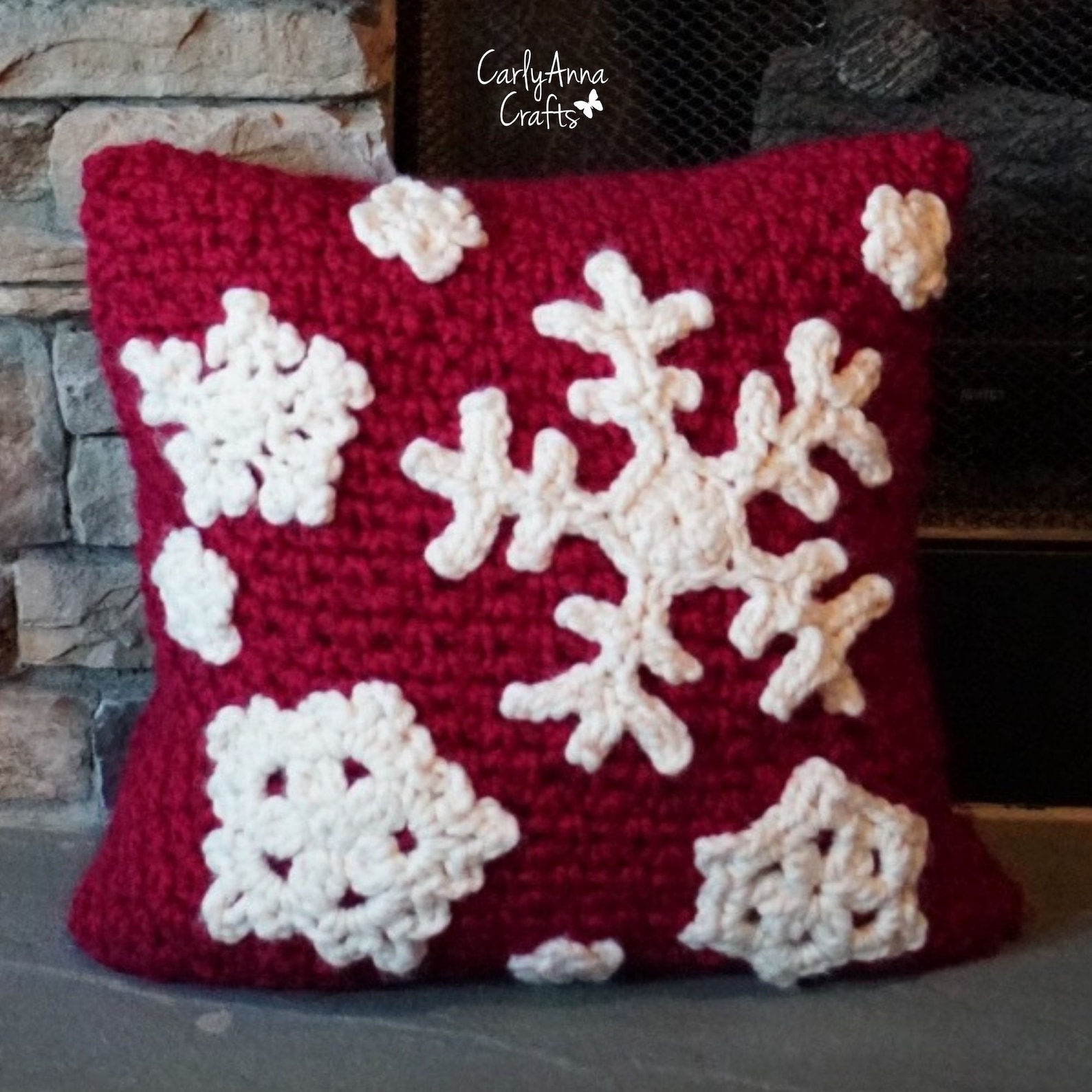 Crochet Snowflake Pillow PATTERN // Crochet Winter Decor // Etsy