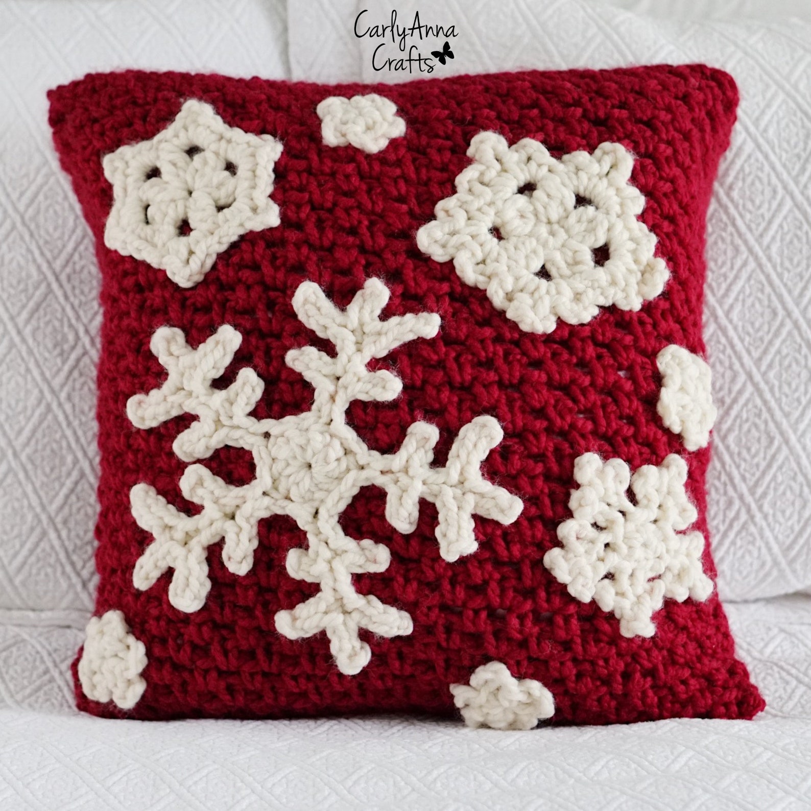 Crochet Snowflake Pillow PATTERN // Crochet Winter Decor // Etsy