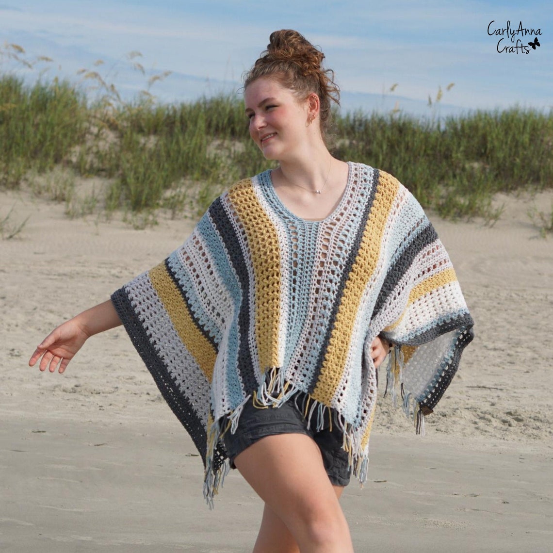 Crochet Poncho Pattern // Boho Ruana // Fringe // Wrap // - Etsy