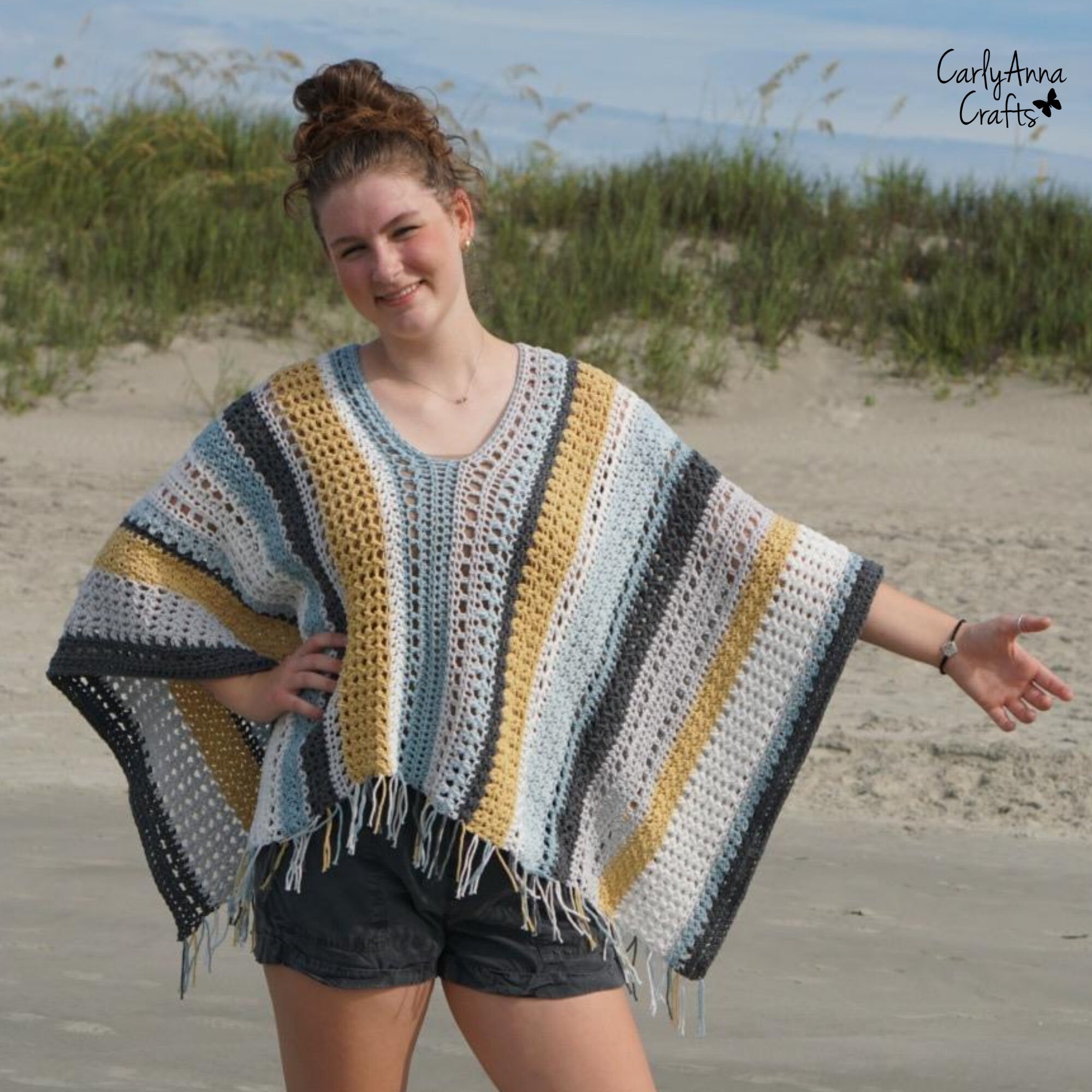 Crochet Poncho Pattern // Boho Ruana // Fringe // Wrap // | Etsy