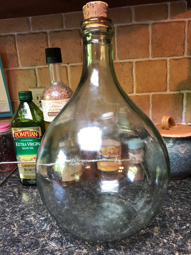 Italian Demijohn Vintage Clear Glass Jar Two Gallons Made Etsy