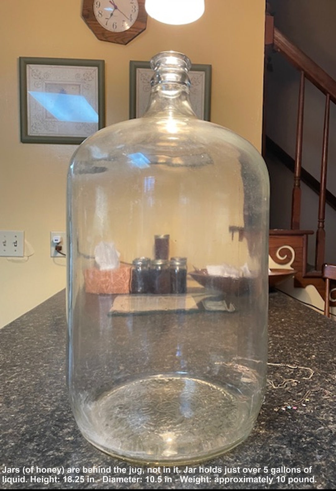 Vintage Five Gallon Glass Jug in Wood Frame Jug in Perfect Etsy