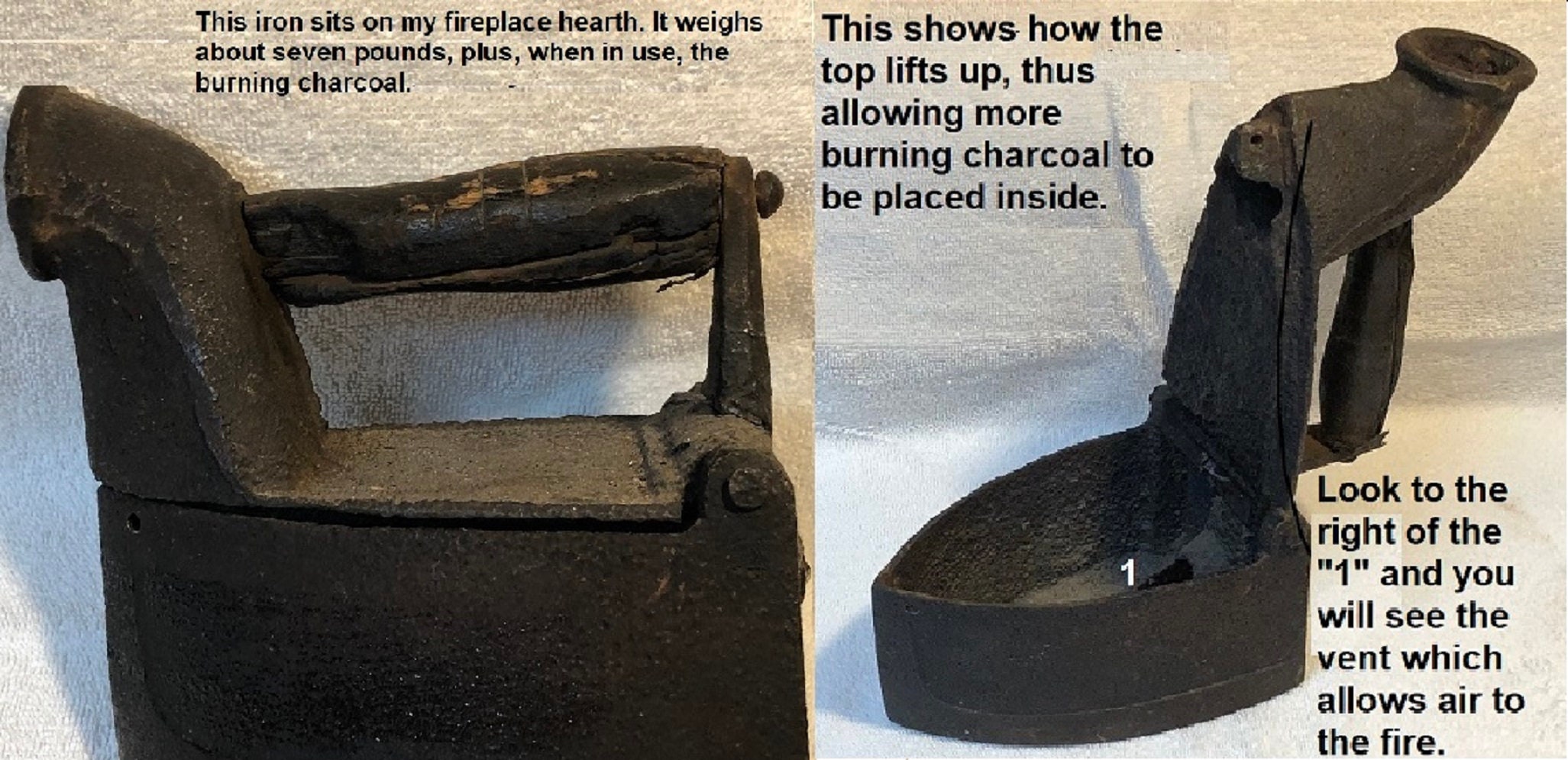 Antikes Kohle brennendes Eisen mit schwerem Klappdeckel | Etsy