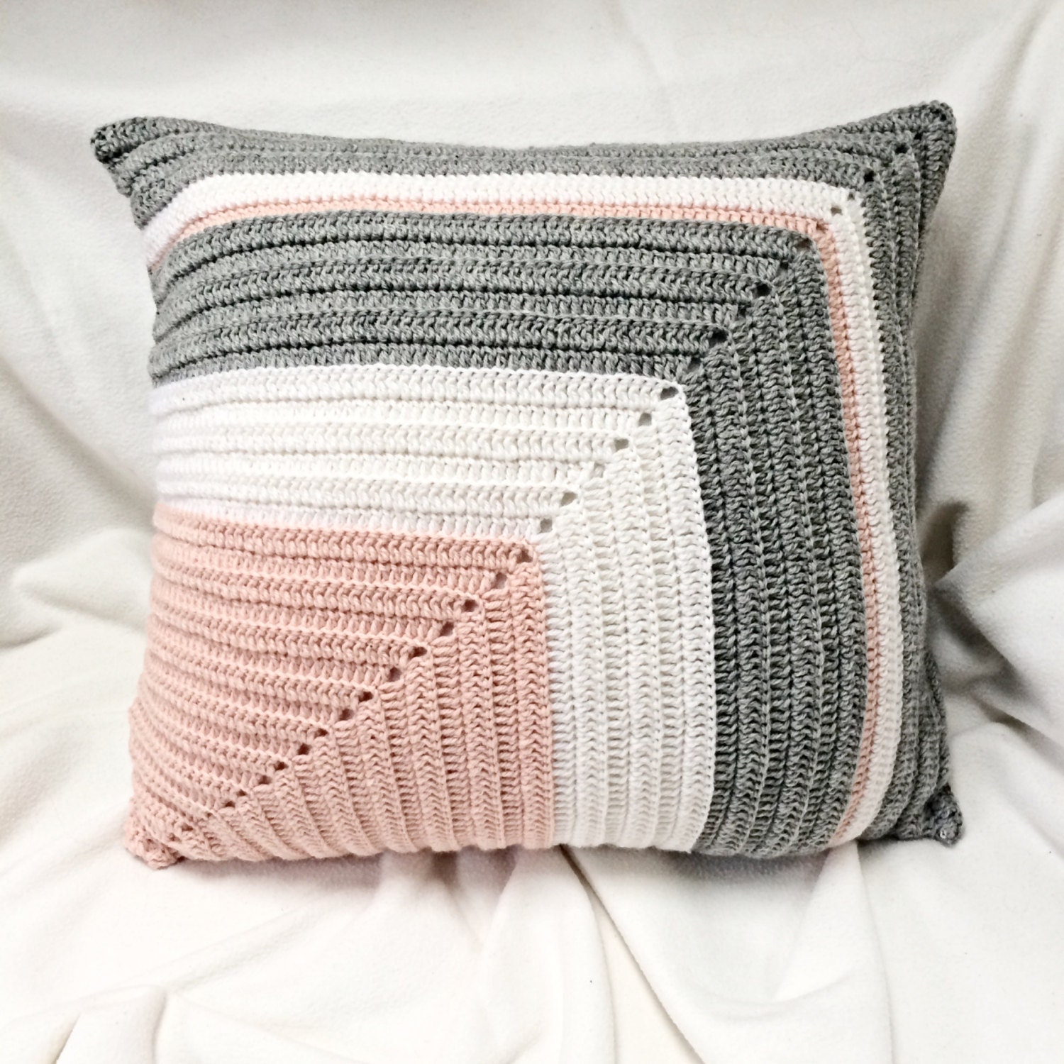 Pale Pink Light Grey and White Pure Wool Cushion Cover Etsy