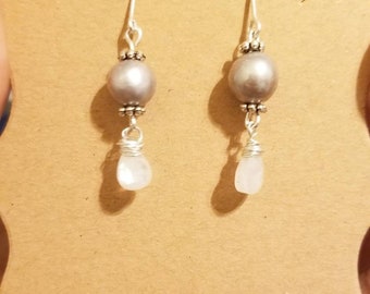 Lavender Pearl Moonstone Earrings