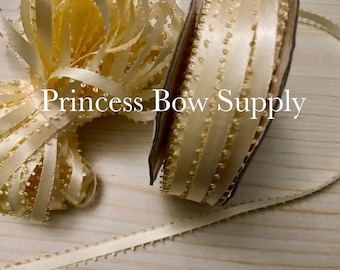 3 yards 3/16” ivory feather edge satin ribbon, narrow ribbon  sewing hair bows journal planners, Christening dress satin ribbon