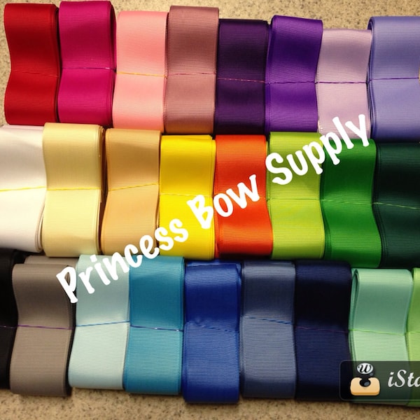 25 yards - 7/8" solid grosgrain ribbon huge mix lot grab bag for DIY bow kit birthday pink white black green purple ivory blue red mint tan