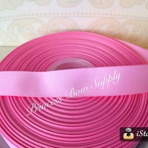 5 yards 7/8&quot; pink solid grosgrain ribbon for hair bow supply supplies wholesale roll bundle spring summer 5, 10, 15, 20, 25, 50 roll ribbon