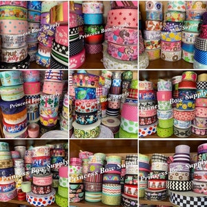 20 yards 1.5" grab bag assorted USDR grosgrain ribbon lot, 1.5" printed ribbon mixed lot, bow supplies, bow kit supply, wide ribbon lot