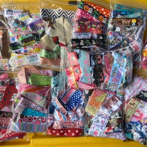 21 pieces scrap ribbon lot - choose theme - summer beach holiday dots animal floral fruits 6&quot; to 34&quot; cut pieces ribbon lace scrap grab bag