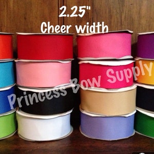 2.25&quot; 50 yards mixed grab bag lot  cheer width solid color grosgrain ribbon wholesale assorted colors shocking pink white turquoise blue tan